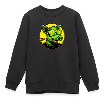 Le cochon le plus cool, yo - Sweat Premium enfant bio - noir - Devant - AI Model Kid Female (0cm)