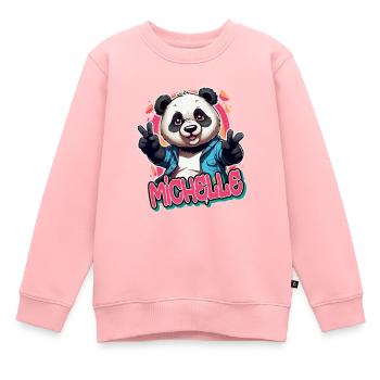 MICHELLE - Beautiful Girl Name with Cool Panda - Kids Premium Organic Sweatshirt - rose - Front - AI Model Kid Female (0cm)