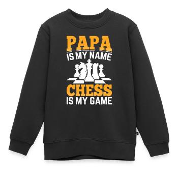 Schach Papa Schachmatt Strategiespiele Lustiges Schach - Kinder Premium Organic Sweatshirt - Schwarz - Vorne - AI Model Kid Female (0cm)