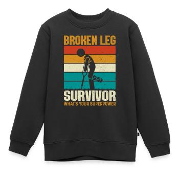 Gebrochenes Bein Knöchelchirurgie Genesung Gebrochenes Bein - Kinder Premium Organic Sweatshirt - Schwarz - Vorne - AI Model Kid Female (0cm)
