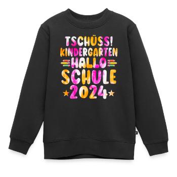 Tschüss Kindergarten Hallo Schule Kita Abgänger - Kinder Premium Organic Sweatshirt - Schwarz - Vorne - AI Model Kid Female (0cm)