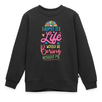 Lebensfreude Farbenfrohe Botschaft - Kinder Premium Organic Sweatshirt - Schwarz - Vorne - AI Model Kid Female (0cm)