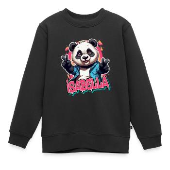 ISABELLA - Beautiful Girl Name with Cool Panda - Kids Premium Organic Sweatshirt - black - Front - AI Model Kid Female (0cm)