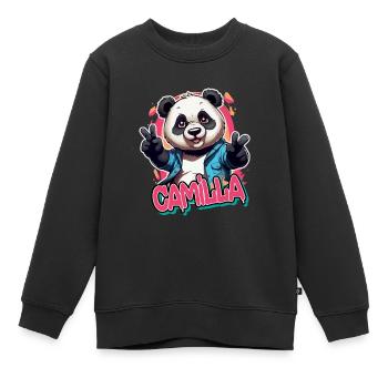 CAMILLA - Schöner Mädchen Name mit coolem Panda - Kinder Premium Organic Sweatshirt - Schwarz - Vorne - AI Model Kid Female (0cm)