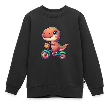 Dino T-Rex Tyrannosaurus Rex Dinosaure Vélo - Sweat Premium enfant bio - noir - Devant - AI Model Kid Female (0cm)