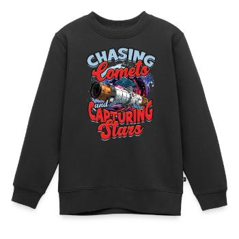 Astrophotography Chasing comets and capturing stars - Kids Premium Organic Sweatshirt - black - Front - AI Model Kid Female (0cm)