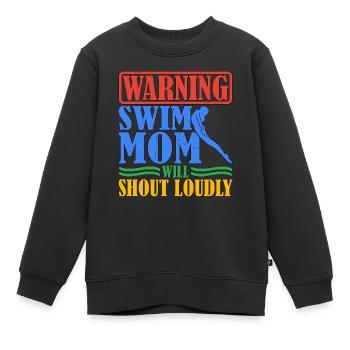 Warning Swim Mom Will Shout Loudly 6 - Kinder Premium Organic Sweatshirt - Schwarz - Vorne - AI Model Kid Female (0cm)