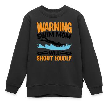 Warning Swim Mom Will Shout Loudly 7 - Kinder Premium Organic Sweatshirt - Schwarz - Vorne - AI Model Kid Female (0cm)