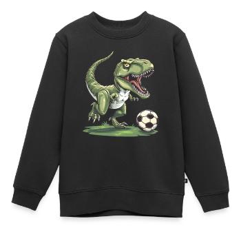 Soccer T Rex - Kinder Premium Organic Sweatshirt - Schwarz - Vorne - AI Model Kid Female (0cm)