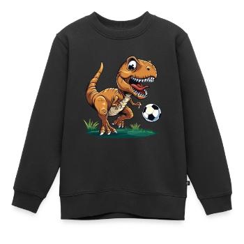 Soccer T Rex - Kinder Premium Organic Sweatshirt - Schwarz - Vorne - AI Model Kid Female (0cm)