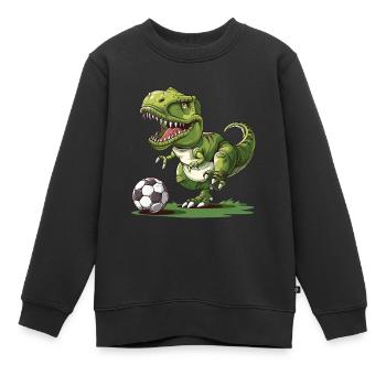 Soccer T Rex - Kinder Premium Organic Sweatshirt - Schwarz - Vorne - AI Model Kid Female (0cm)