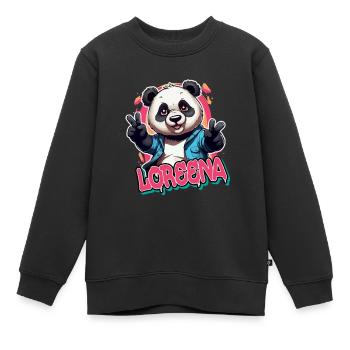 LOREENA - Beau nom de fille avec Cool Panda - Sweat Premium enfant bio - noir - Devant - AI Model Kid Female (0cm)