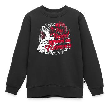 Flamenco Mon humeur dépend du Flamenco - Sweat Premium enfant bio - noir - Devant - AI Model Kid Female (0cm)