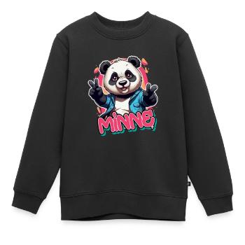 MINNE - Schöner Mädchen Name mit coolem Panda - Kinder Premium Organic Sweatshirt - Schwarz - Vorne - AI Model Kid Female (0cm)