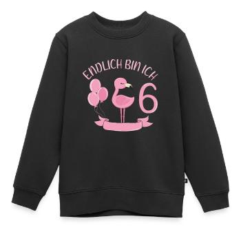 flamant rose Chemise d’anniversaire Enfin 6 ans fille - Sweat Premium enfant bio - noir - Devant - AI Model Kid Female (0cm)