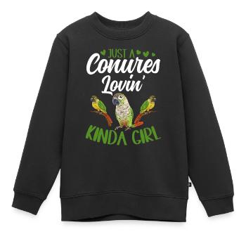 Molina Perruche Perroquet Perruche Oiseau Perruche - Sweat Premium enfant bio - noir - Devant - AI Model Kid Female (0cm)