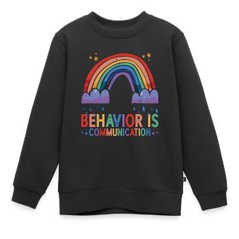 Le comportement, c’est la communication 23 - Sweat Premium enfant bio - noir - Devant - AI Model Kid Female (0cm)