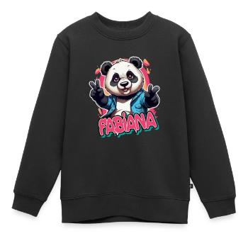 FABIANA - Magnifique prénom de fille avec un panda cool - Sweat Premium enfant bio - noir - Devant - AI Model Kid Female (0cm)