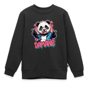 DAMARIS - Magnifique prénom de fille avec un panda cool - Sweat Premium enfant bio - noir - Devant - AI Model Kid Female (0cm)