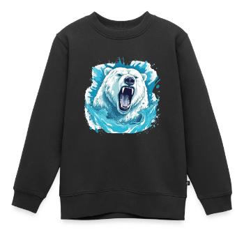 Polar Roar – Eisberg-blaubär-kunst - Kinder Premium Organic Sweatshirt - Schwarz - Vorne - AI Model Kid Female (0cm)