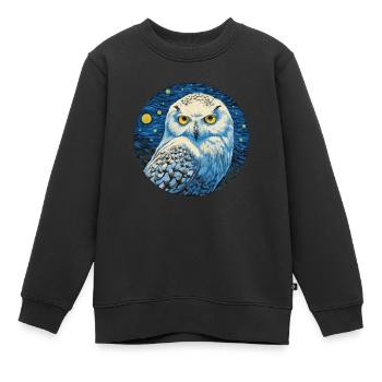 Sternennachteule – Weisheit Im Mondlicht - Kinder Premium Organic Sweatshirt - Schwarz - Vorne - AI Model Kid Female (0cm)