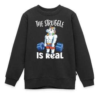 Haltères de banc de soulevé de terre Licorne Soulevé de terre - Sweat Premium enfant bio - noir - Devant - AI Model Kid Female (0cm)