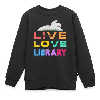 Live Love Library Librarian Book Reading - Kinder Premium Organic Sweatshirt - Schwarz - Vorne - AI Model Kid Female (0cm)
