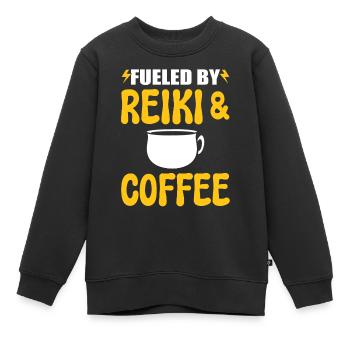 Reiki und Kaffee Kaffeeliebhaber - Kinder Premium Organic Sweatshirt - Schwarz - Vorne - AI Model Kid Female (0cm)