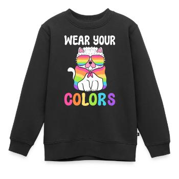 Stolze Katze Anwalt für Gleichberechtigung - Kinder Premium Organic Sweatshirt - Schwarz - Vorne - AI Model Kid Female (0cm)
