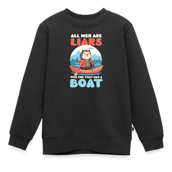 Les hommes de plaisance sont des menteurs qui en choisissent un avec un bateau - Sweat Premium enfant bio - noir - Devant - AI Model Kid Female (0cm)