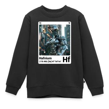 AI am Hafnium (at) Stilelement periodisch - Kinder Premium Organic Sweatshirt - Schwarz - Vorne - AI Model Kid Female (0cm)