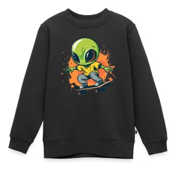 Skater Alien - Kids Premium Organic Sweatshirt - black - Front - AI Model Kid Female (0cm)