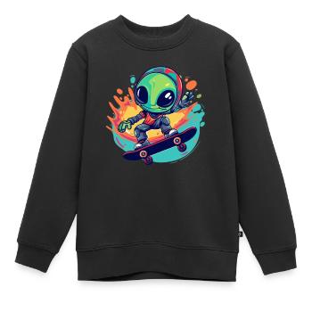 Skater Alien - Kids Premium Organic Sweatshirt - black - Front - AI Model Kid Female (0cm)