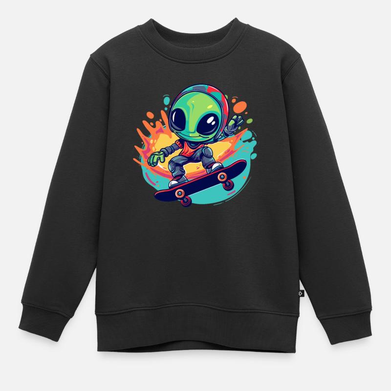 Patineur Alien - Sweat Premium enfant bio - noir