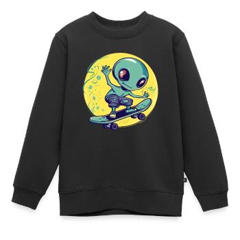 Skater Alien - Kids Premium Organic Sweatshirt - black - Front - AI Model Kid Female (0cm)