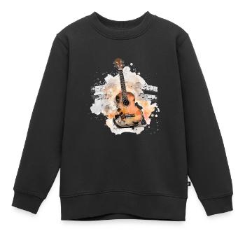 Aquarelle acoustique – Symphonie rythmée au pinceau - Sweat Premium enfant bio - noir - Devant - AI Model Kid Female (0cm)