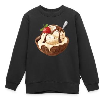 Crème glacée à la vanille Sundae à la fraise Moment de plaisir - Sweat Premium enfant bio - noir - Devant - AI Model Kid Female (0cm)