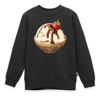 Vanilleeis Mit Schokosoße Genuss - Kinder Premium Organic Sweatshirt - Schwarz - Vorne - AI Model Kid Female (0cm)