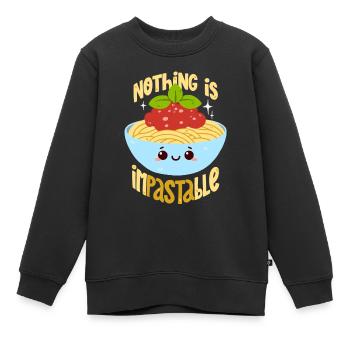 Pasta Wortwitz - Kinder Premium Organic Sweatshirt - Schwarz - Vorne - AI Model Kid Female (0cm)