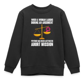 Quand une femme rit pendant une dispute Avorter - Sweat Premium enfant bio - noir - Devant - AI Model Kid Female (0cm)
