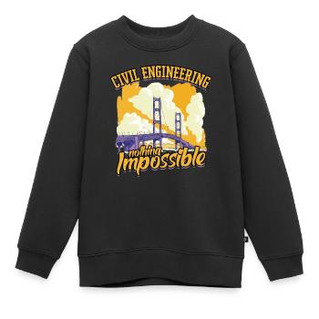 Bauingenieurwesen nothing impossible - Kinder Premium Organic Sweatshirt - Schwarz - Vorne - AI Model Kid Female (0cm)