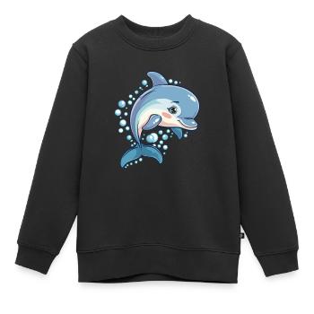 Delfin Kawaii - Kinder Premium Organic Sweatshirt - Schwarz - Vorne - AI Model Kid Female (0cm)