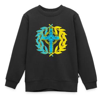 Croix Croix Crucifix - Sweat Premium enfant bio - noir - Devant - AI Model Kid Female (0cm)