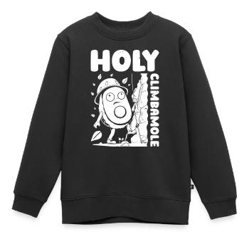 Bouldern Bouldering Avocat Holy Climbamole - Sweat Premium enfant bio - noir - Devant - AI Model Kid Female (0cm)