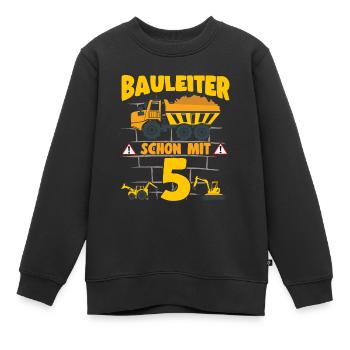 5. Geburtstag Bauleiter Mit 5 Bagger Kipplaster - Kinder Premium Organic Sweatshirt - Schwarz - Vorne - AI Model Kid Female (0cm)