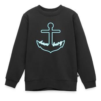 Hamburg Tshirt Geschenk Moin Hamburch Fußball - Kinder Premium Organic Sweatshirt - Schwarz - Vorne - AI Model Kid Female (0cm)