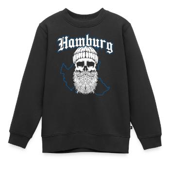 Hamburg Tshirt Geschenk Moin Hamburch Fußball - Kinder Premium Organic Sweatshirt - Schwarz - Vorne - AI Model Kid Female (0cm)