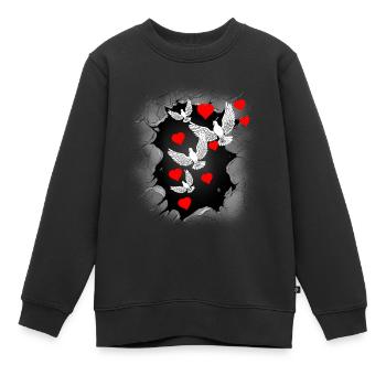 Colombe de la Paix Cœur Paix Paix Mondiale Paix - Sweat Premium enfant bio - noir - Devant - AI Model Kid Female (0cm)