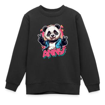 ANNY - Schöner Mädchen Name mit coolem Panda - Kinder Premium Organic Sweatshirt - Schwarz - Vorne - AI Model Kid Female (0cm)