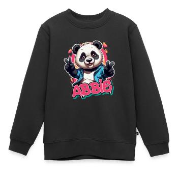 ABBIE - Beautiful Girl Name with Cool Panda - Kids Premium Organic Sweatshirt - black - Front - AI Model Kid Female (0cm)